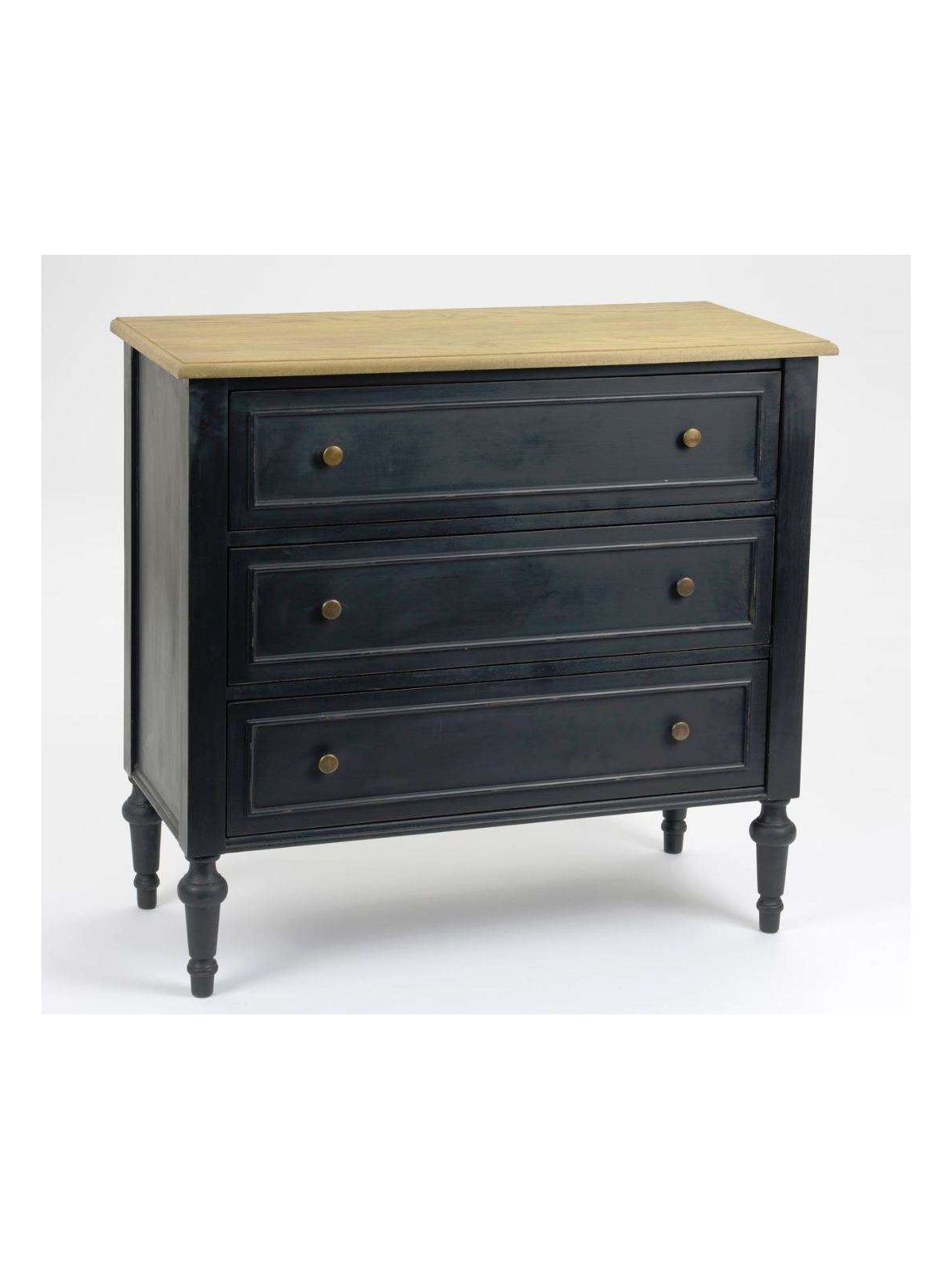 Commode noire 8 tiroirs Bruges