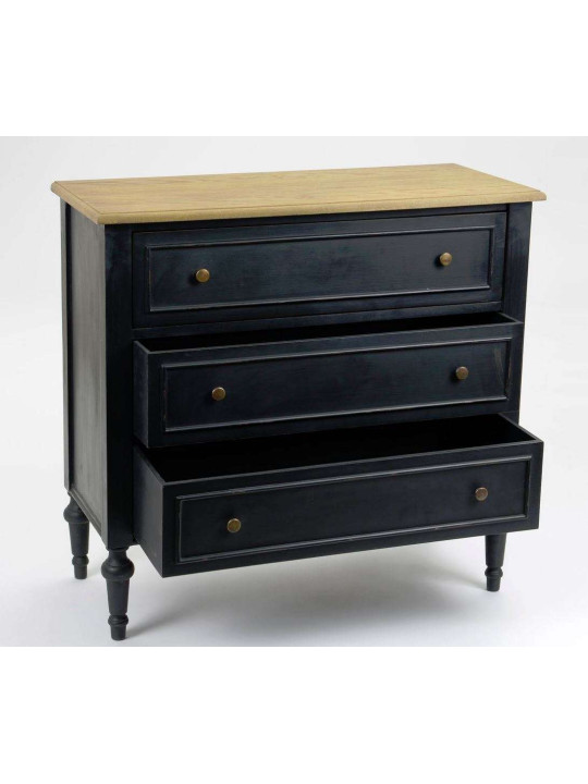 Commode noire 8 tiroirs Bruges