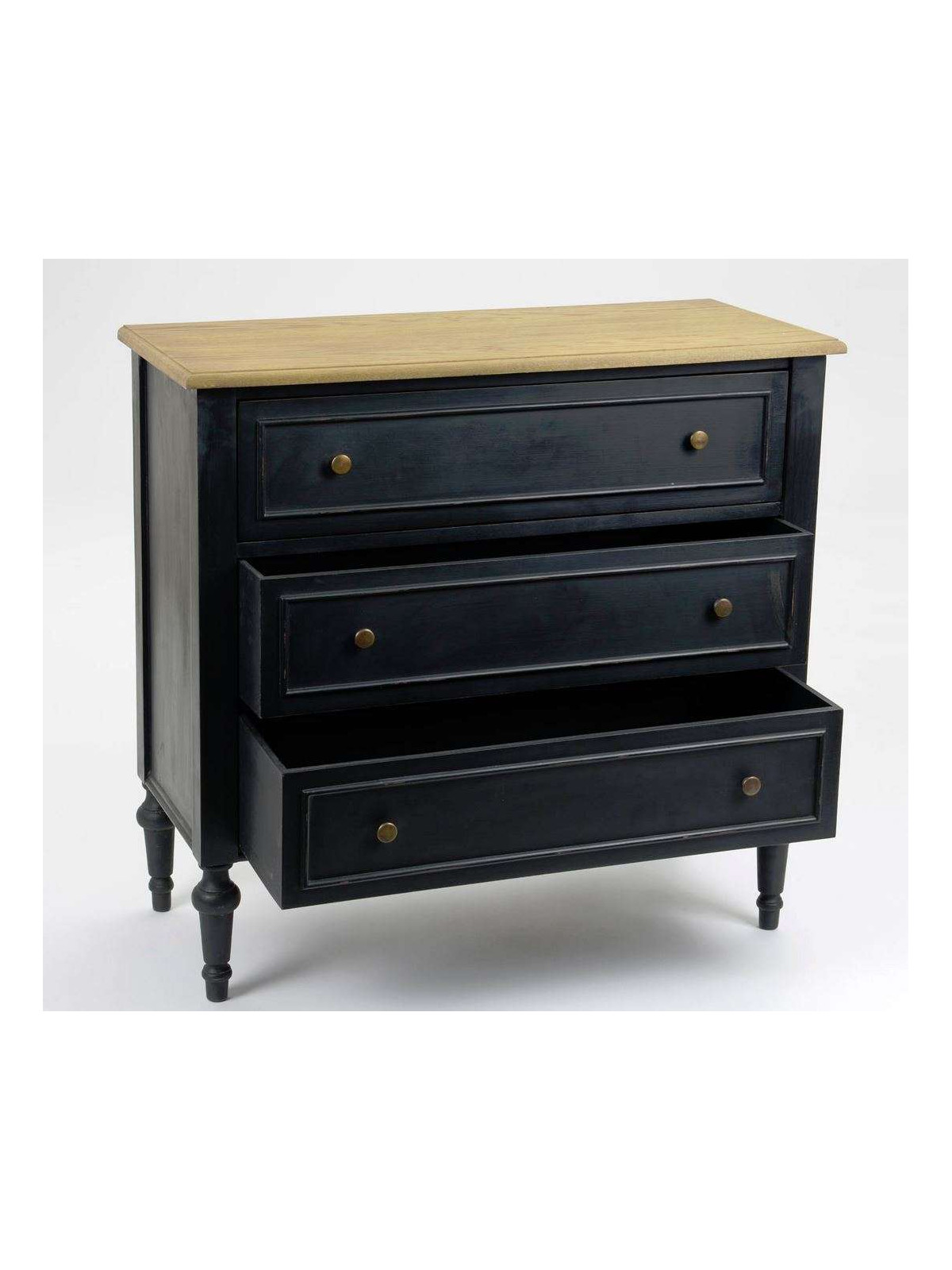 Commode noire 8 tiroirs Bruges