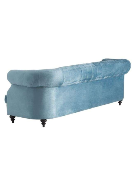 Canapé capitonné bleu satiné élégant