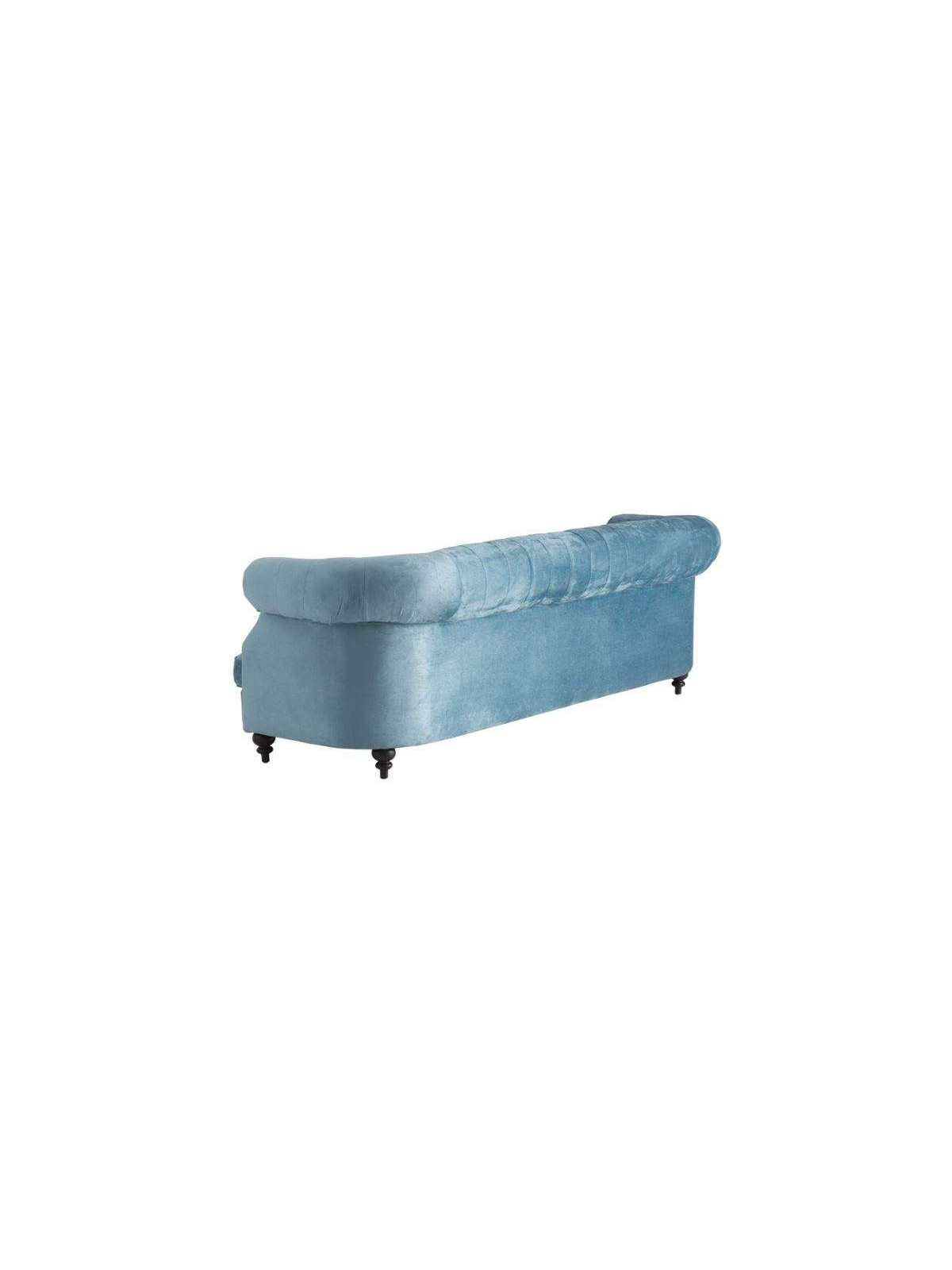 Canapé capitonné bleu satiné élégant