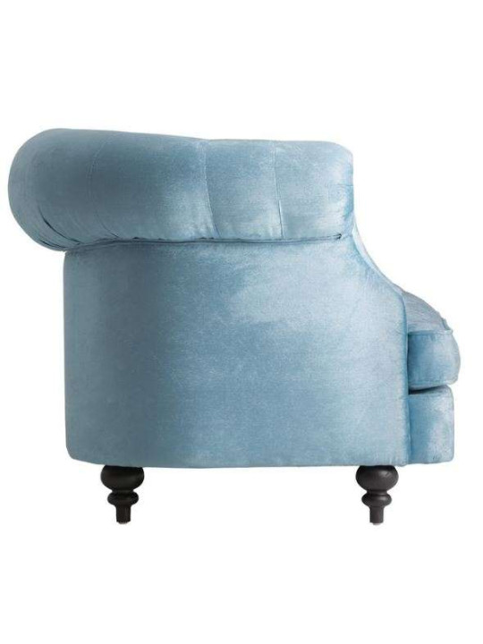 Canapé capitonné bleu satiné élégant