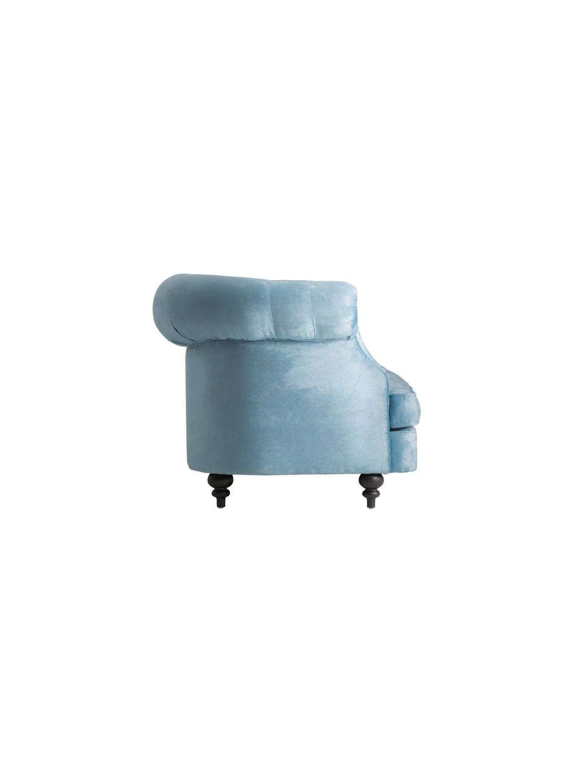 Canapé capitonné bleu satiné élégant