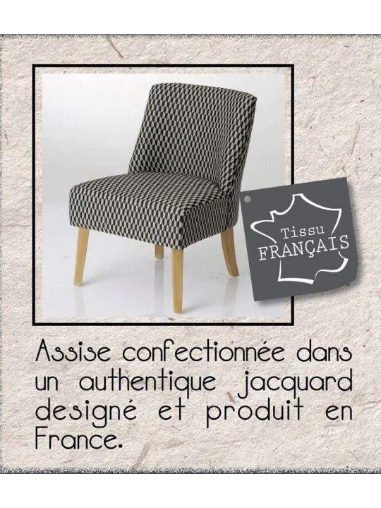 Fauteuil bas motifs noir et gris clair