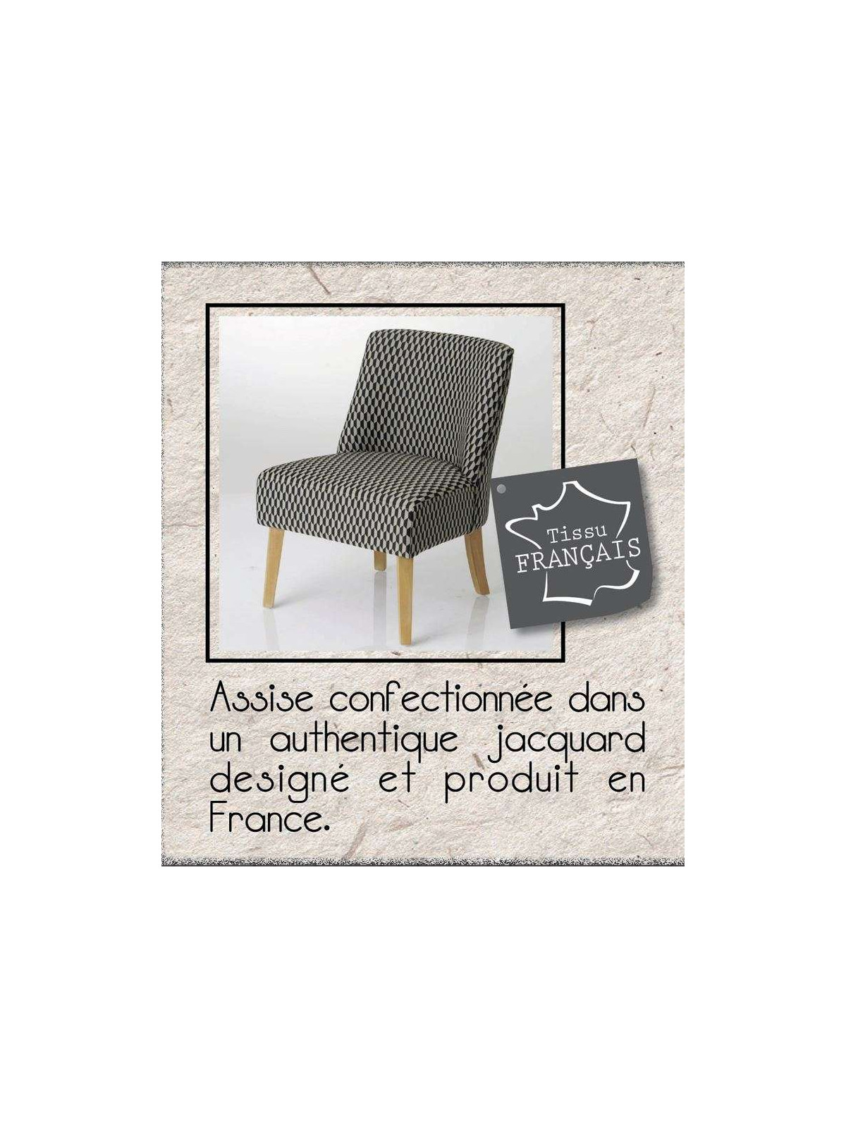 Fauteuil bas motifs noir et gris clair