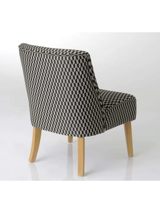 Fauteuil bas motifs noir et gris clair