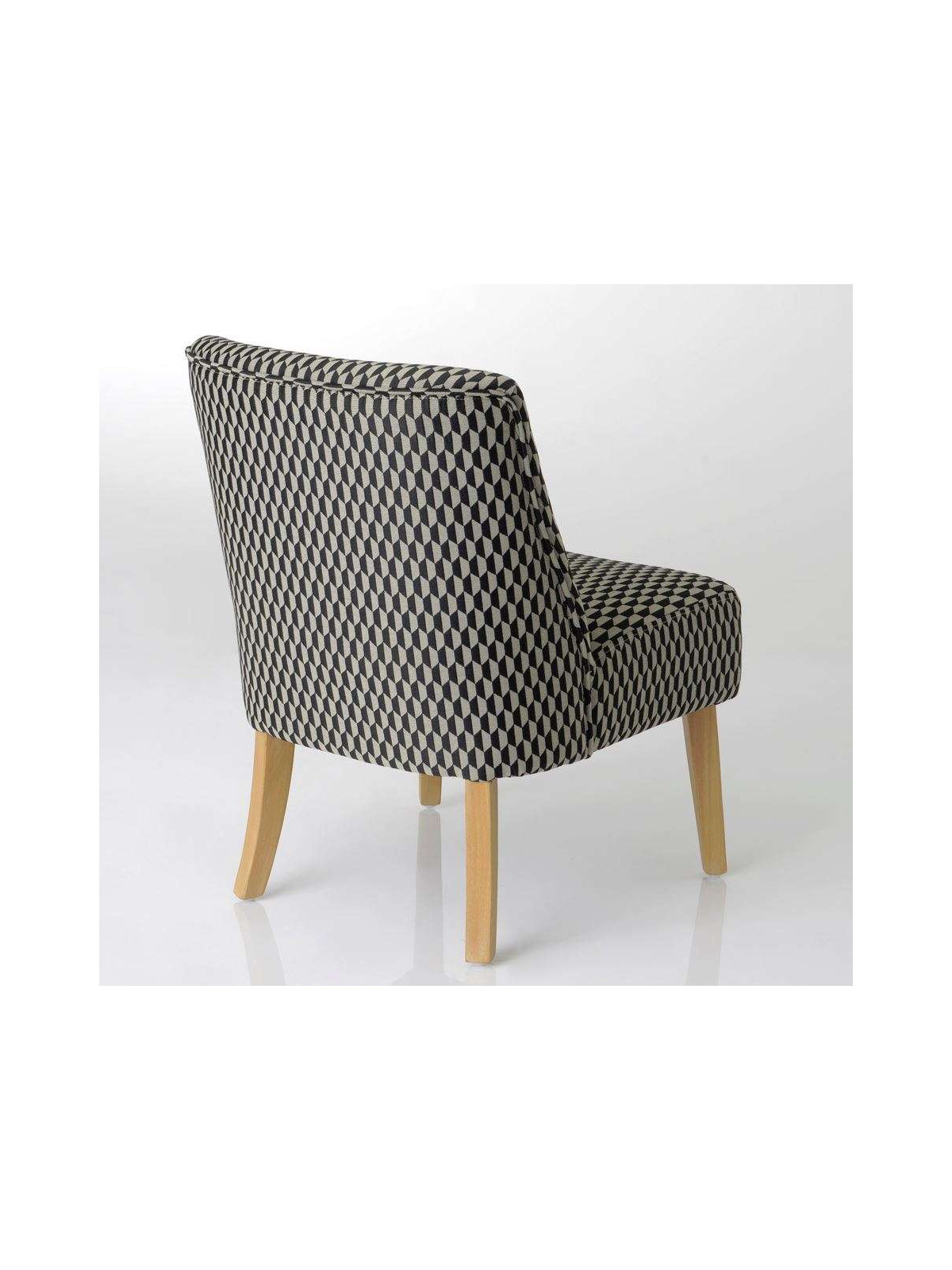 Fauteuil bas motifs noir et gris clair
