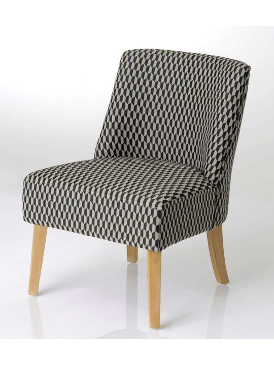 Fauteuil bas motifs noir et gris clair