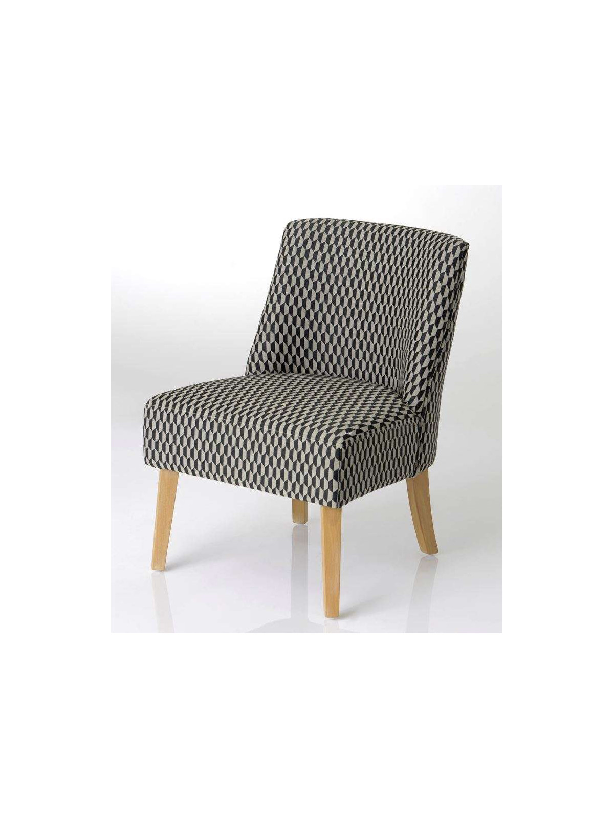 Fauteuil bas motifs noir et gris clair