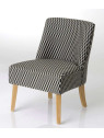 Fauteuil bas motifs noir et gris clair