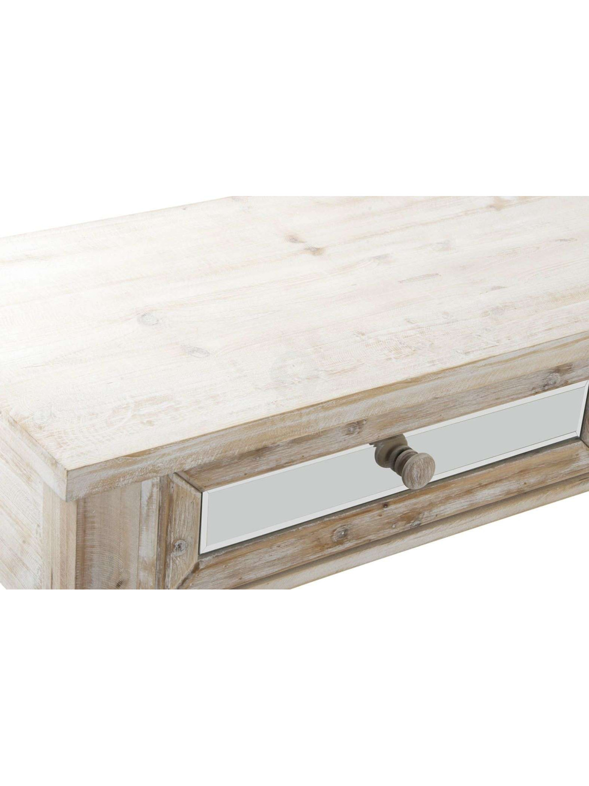 Console cérusée avec 2 tiroirs en miroir