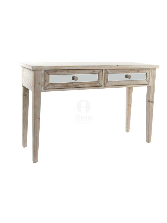 Console cérusée avec 2 tiroirs en miroir