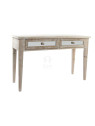 Console cérusée avec 2 tiroirs en miroir