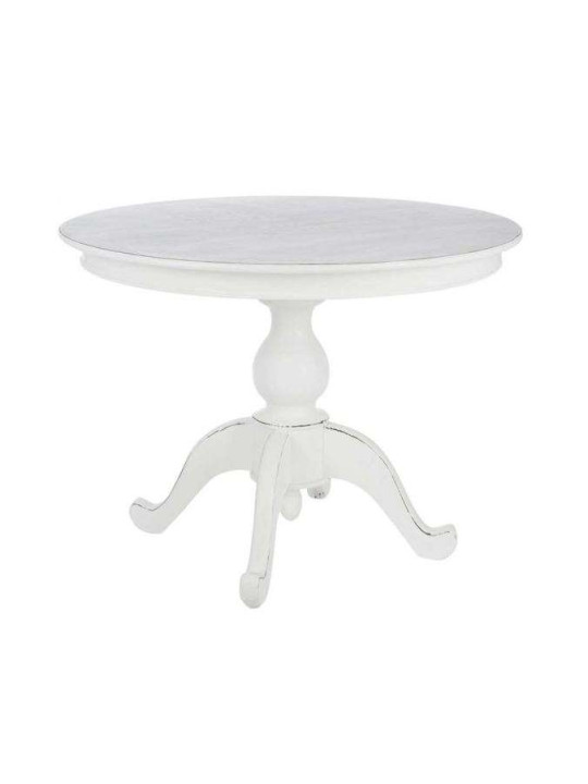 Table ronde 120 cm en bois cérusé crème