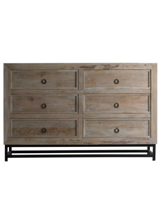 Commode bois contemporaine manguier 6 tiroirs