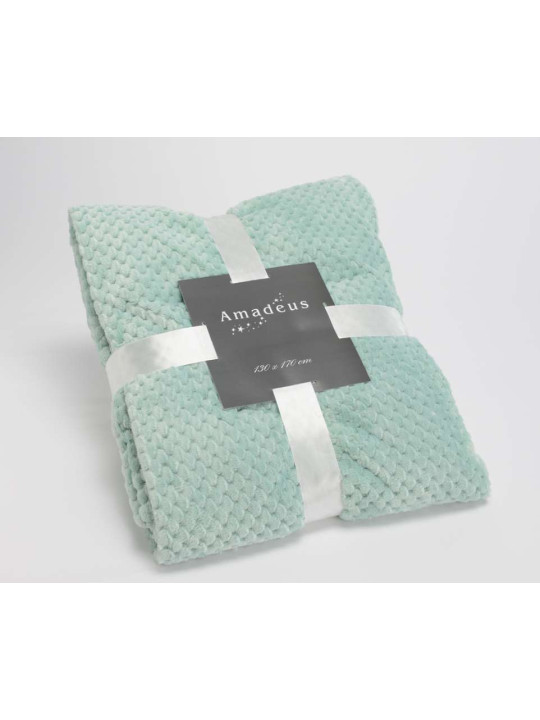 Plaid vert d'eau damier Amadeus 170 cm