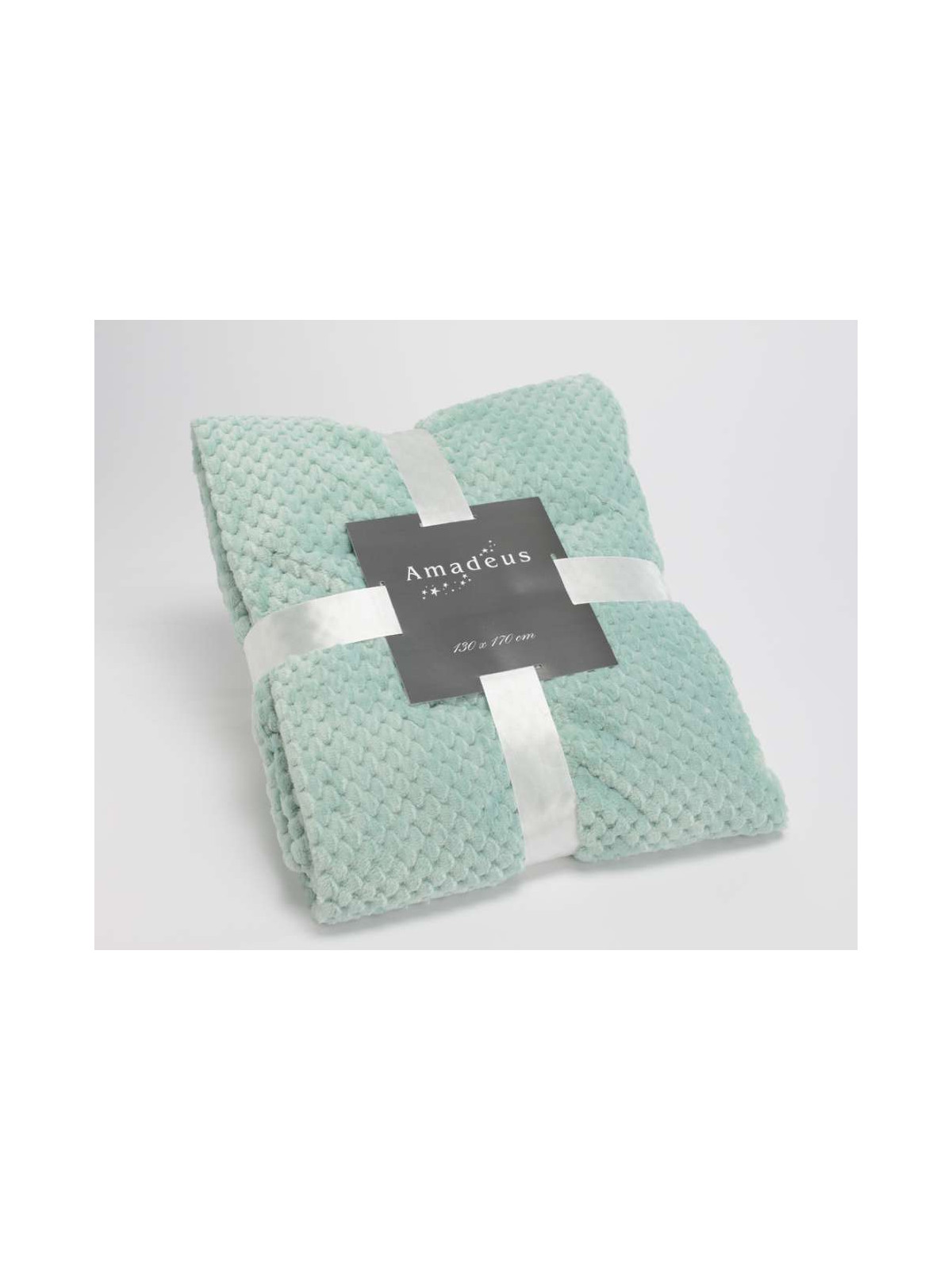 Plaid vert d'eau damier Amadeus 170 cm