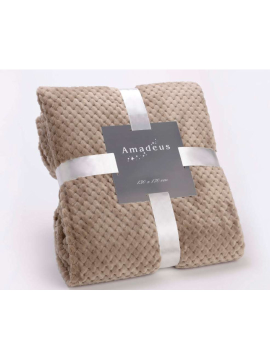 Plaid taupe damier Amadeus 170 cm
