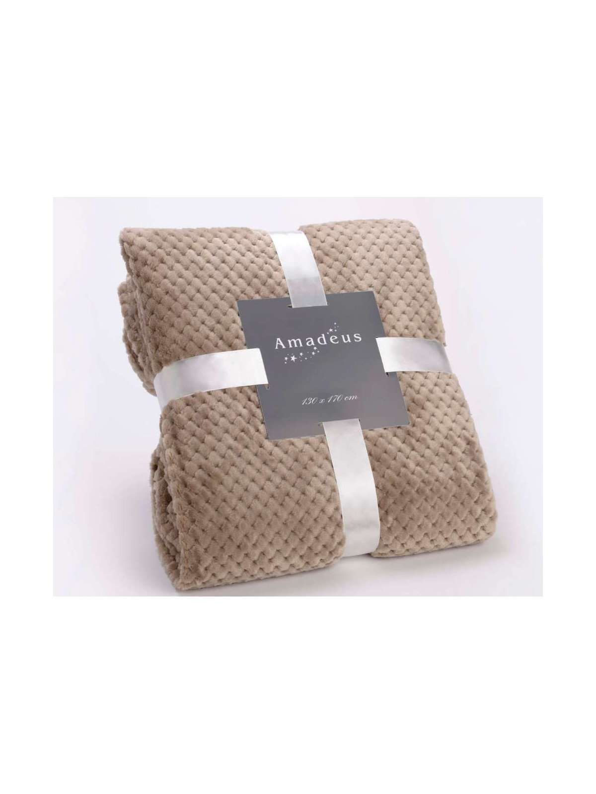 Plaid taupe damier Amadeus 170 cm