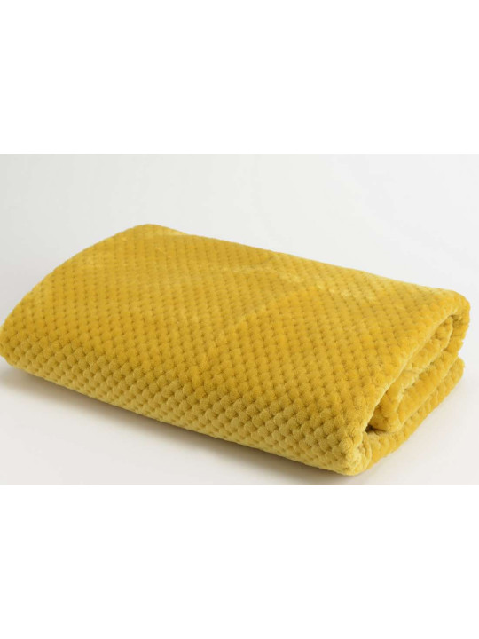 Plaid moutarde damier Amadeus 170 cm