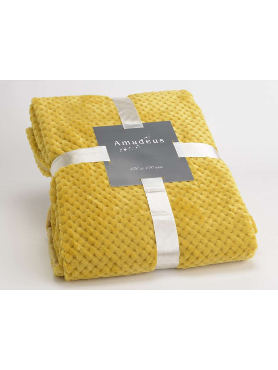 Plaid moutarde damier Amadeus 170 cm