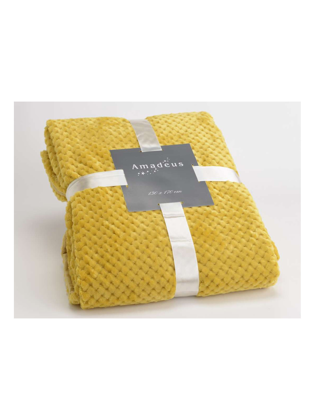 Plaid moutarde damier Amadeus 170 cm