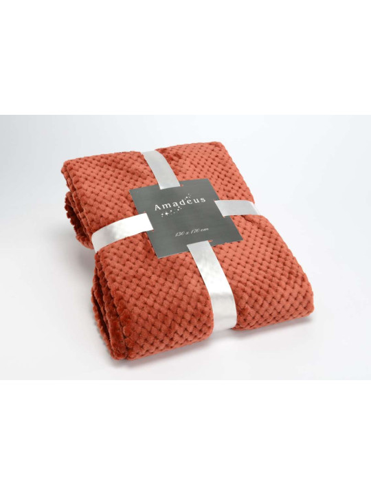 Plaid orangée damier Amadeus 170 cm