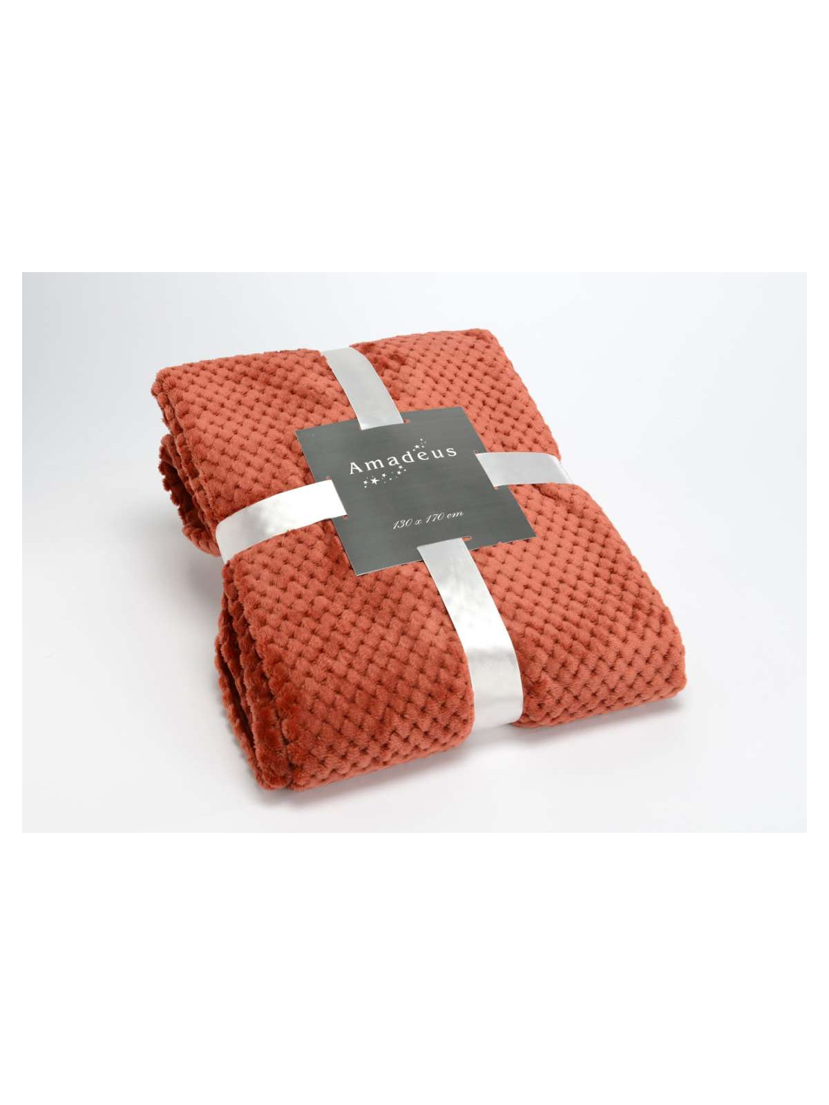 Plaid orangée damier Amadeus 170 cm