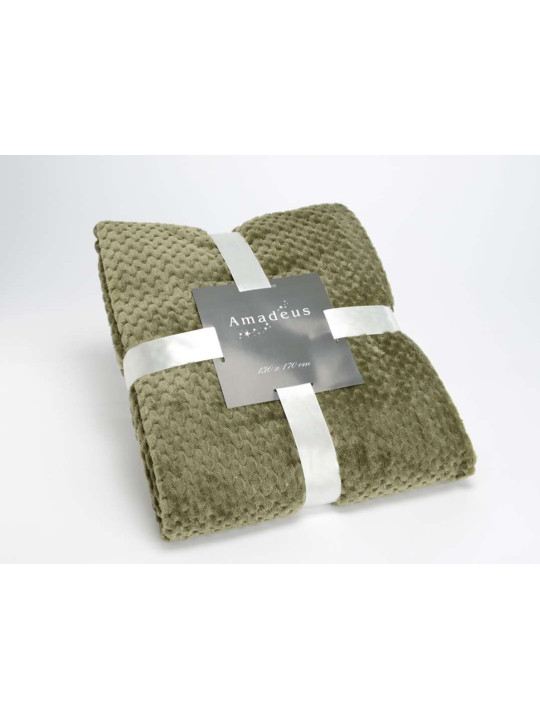 Plaid kaki damier Amadeus 170 cm