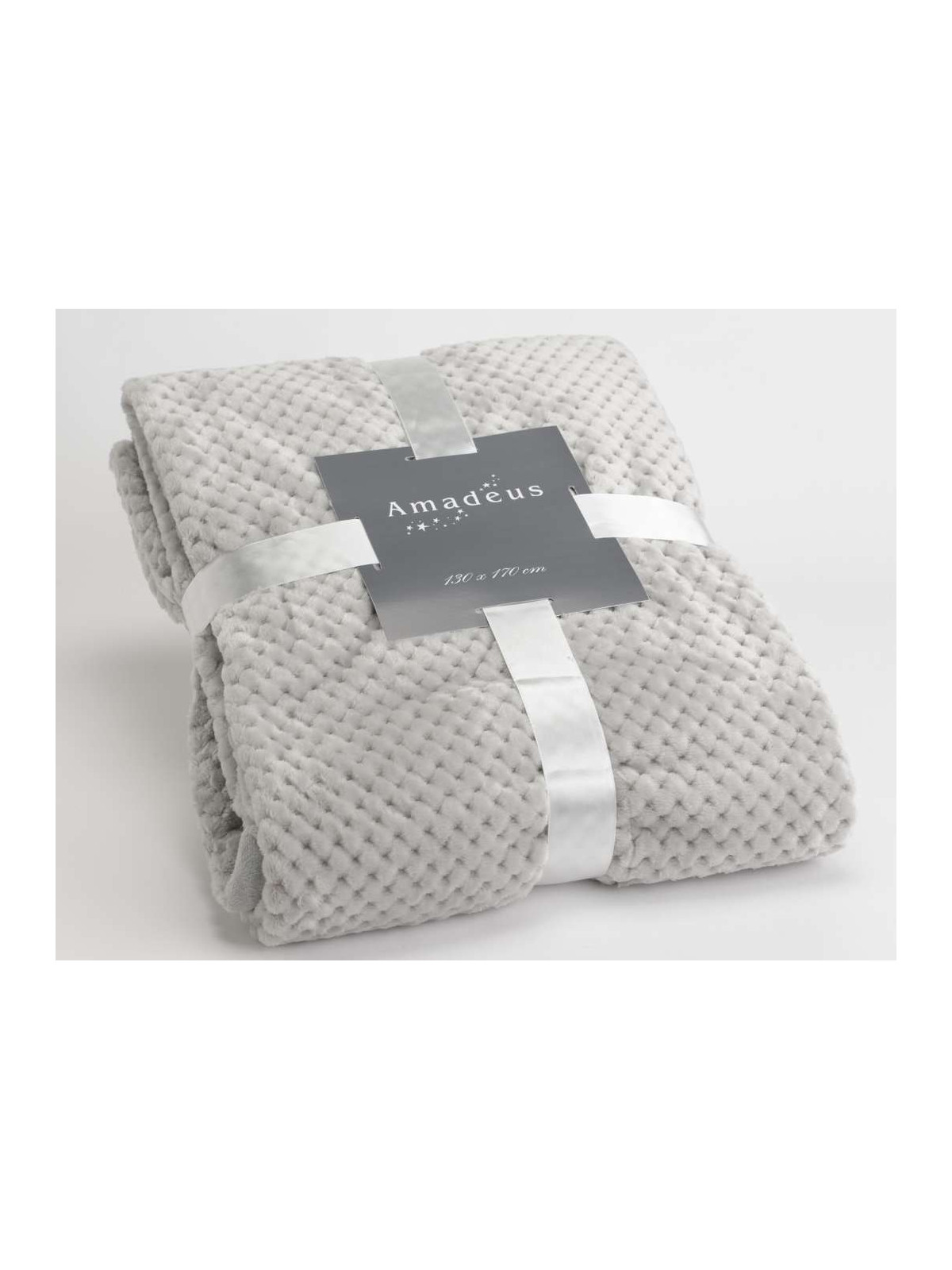 Plaid gris clair damier Amadeus 170 cm