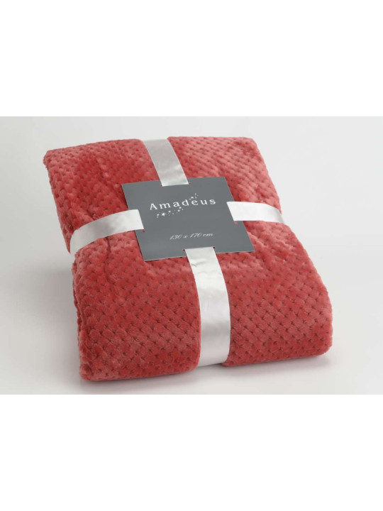 Plaid cranberry damier Amadeus 170 cm