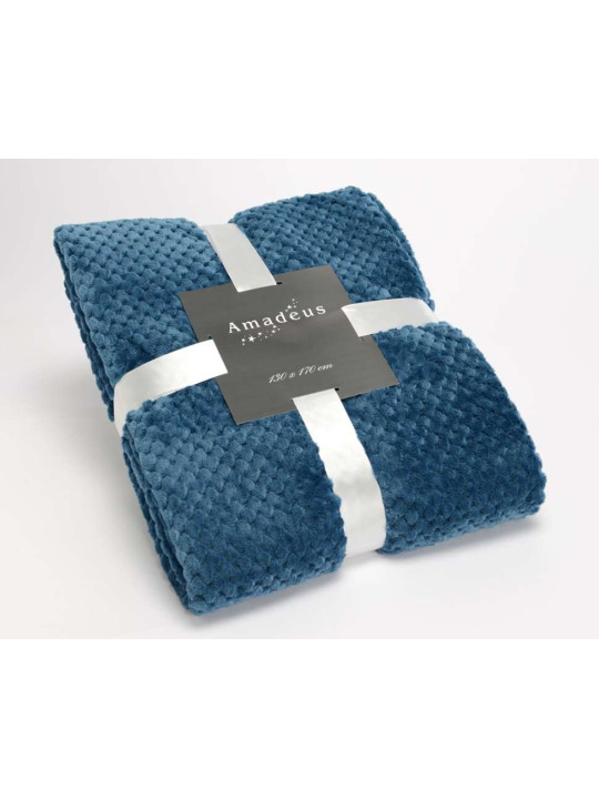 Plaid bleu nuit damier Amadeus 170 cm