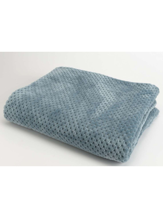 Plaid bleu canard damier Amadeus 170 cm