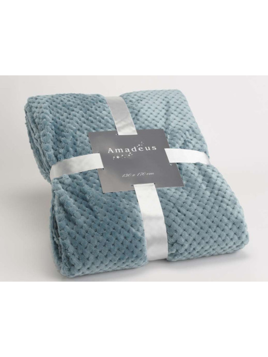 Plaid bleu canard damier Amadeus 170 cm