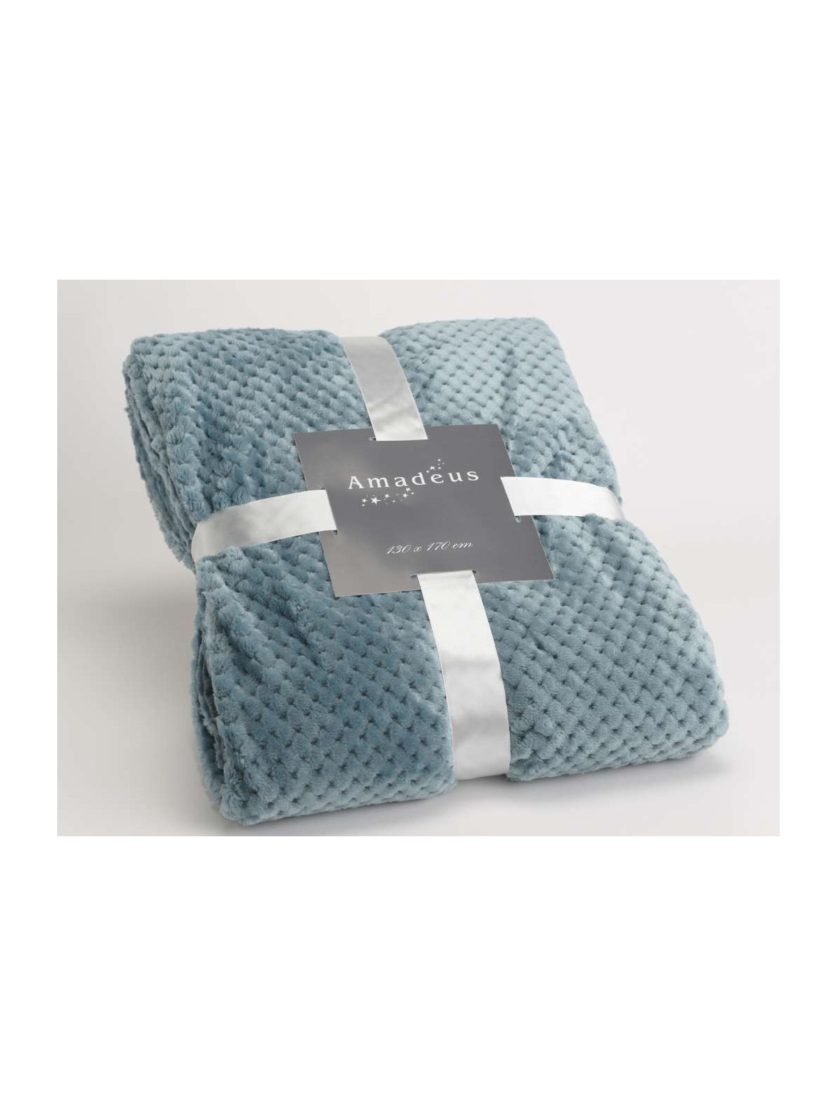 Plaid bleu canard damier Amadeus 170 cm