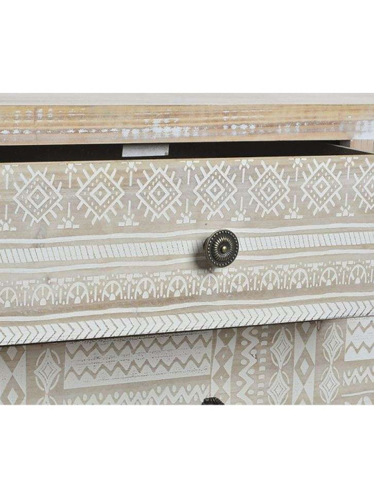 Commode cérusé 5 tiroirs décorés Sofia