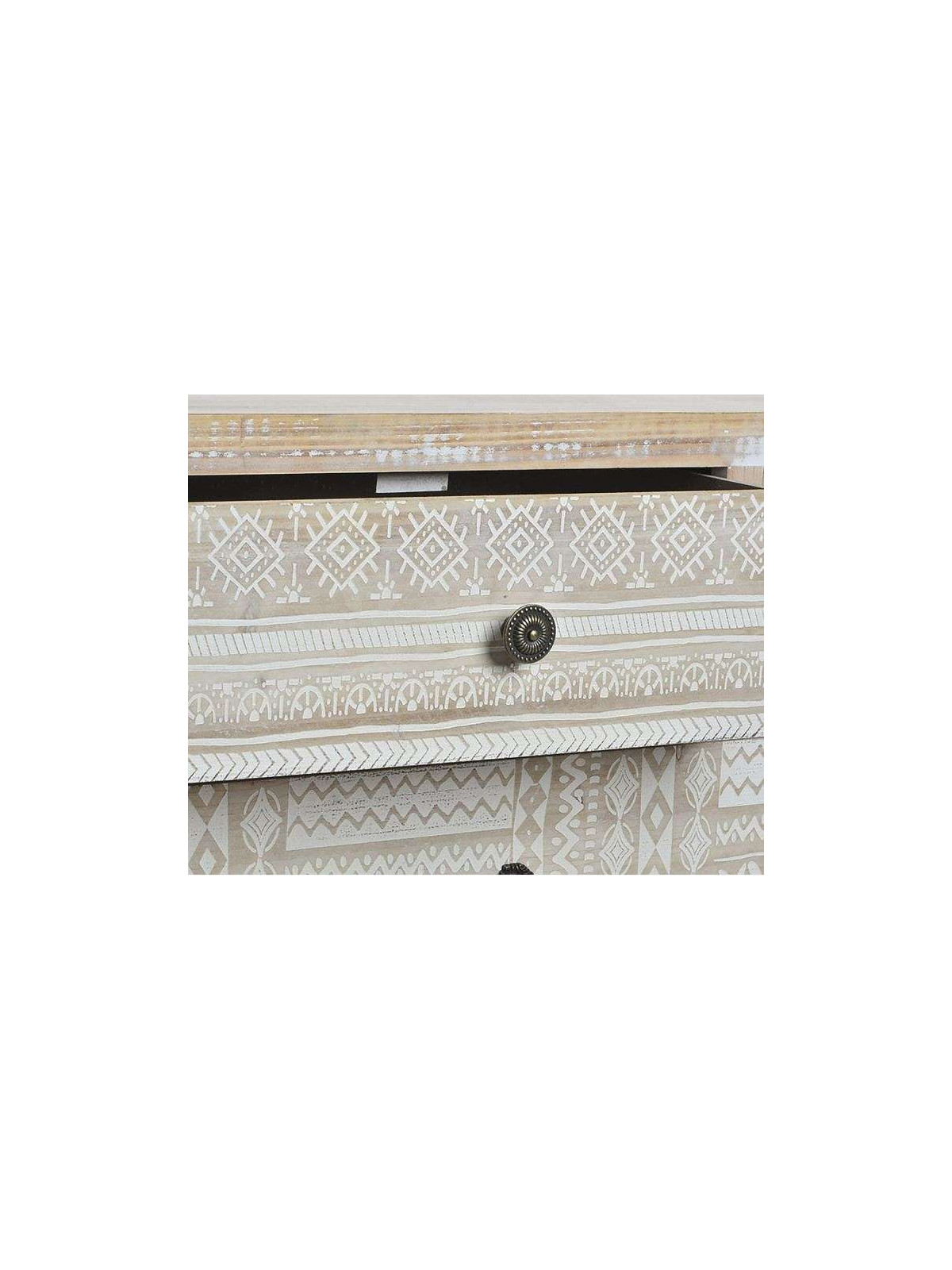 Commode cérusé 5 tiroirs décorés Sofia