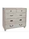 Commode cérusé 5 tiroirs décorés Sofia
