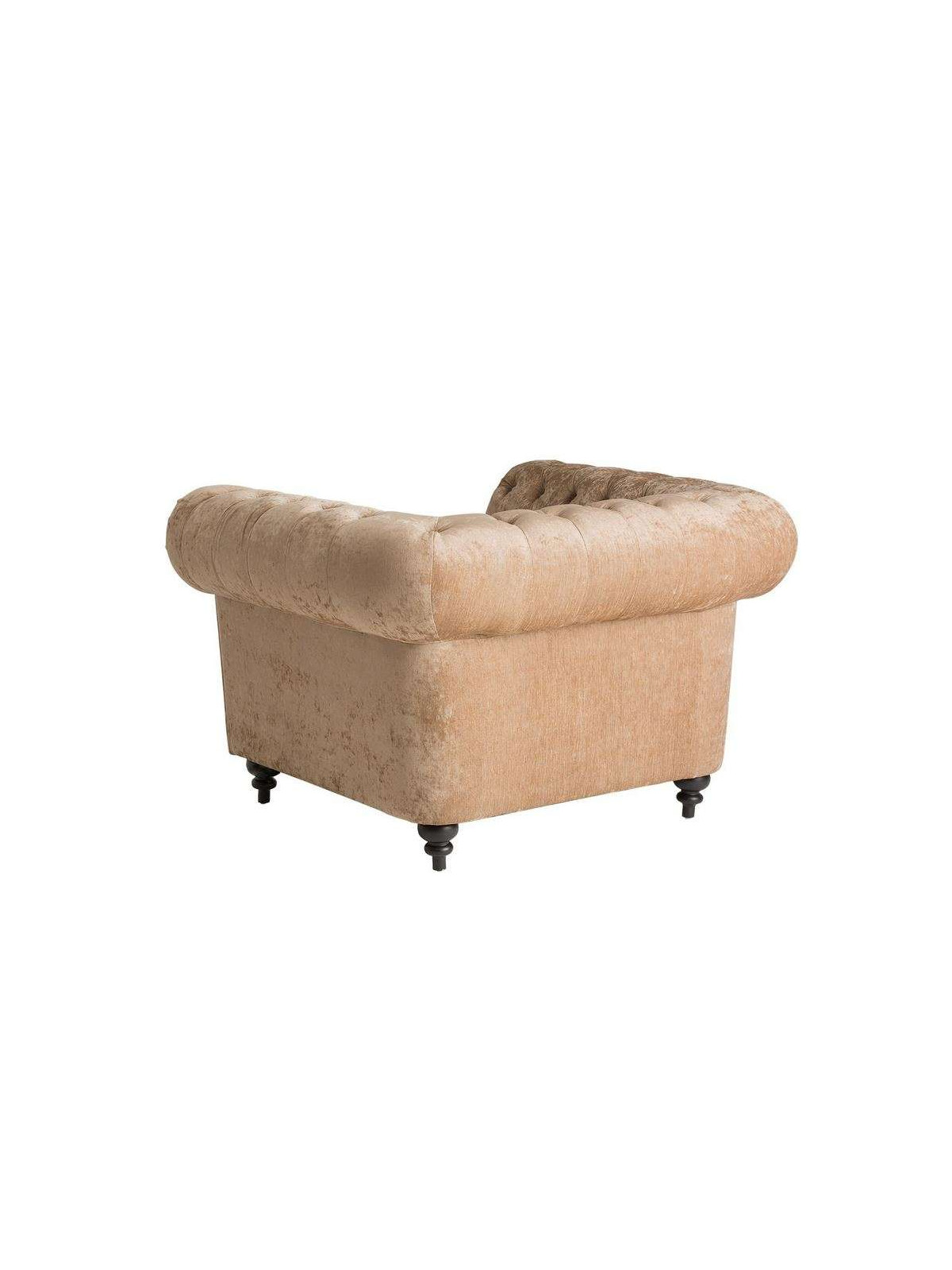 Fauteuil Chesterfield beige doré