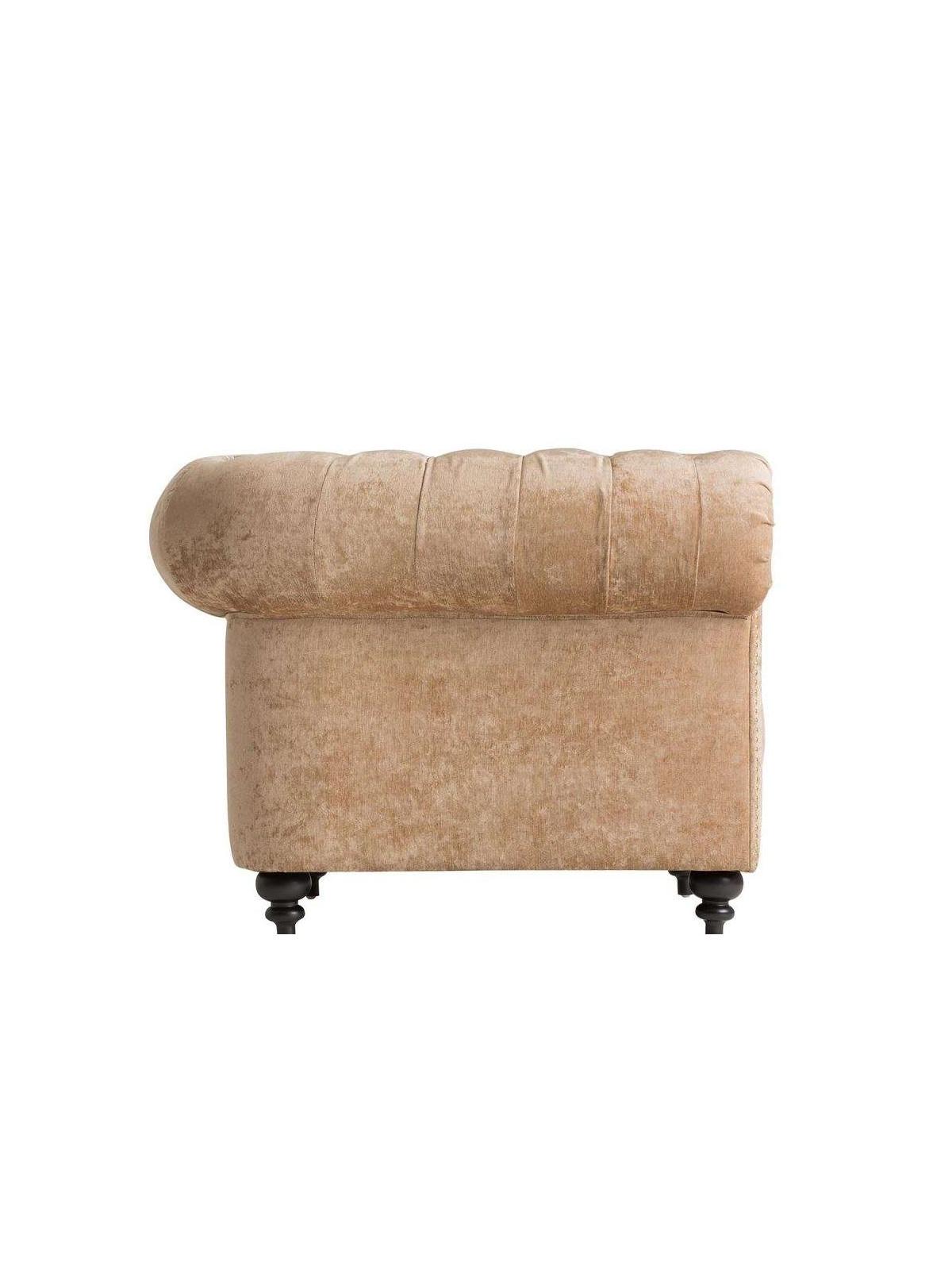 Fauteuil Chesterfield beige doré