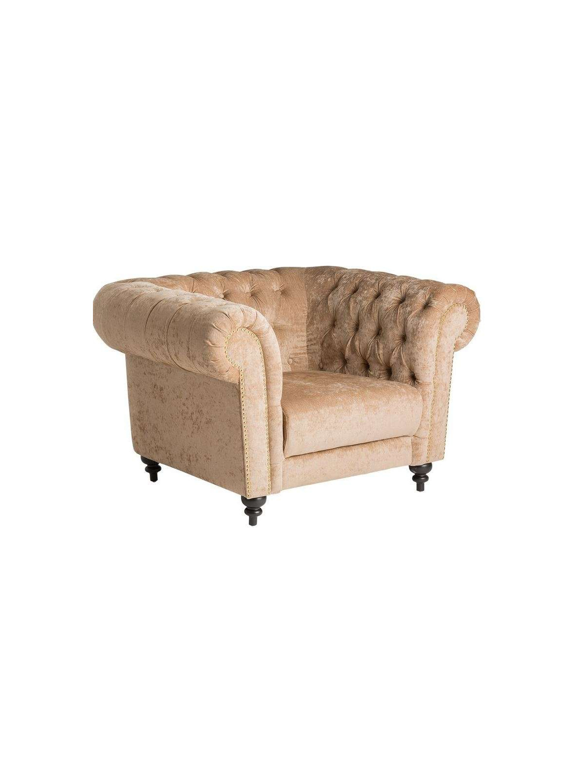 Fauteuil Chesterfield beige doré