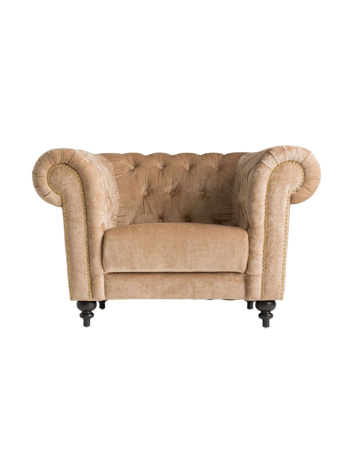 Fauteuil Chesterfield beige doré