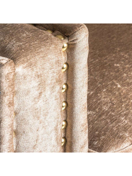 Fauteuil carré chic beige doré