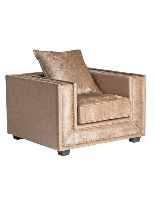 Fauteuil carré chic beige doré
