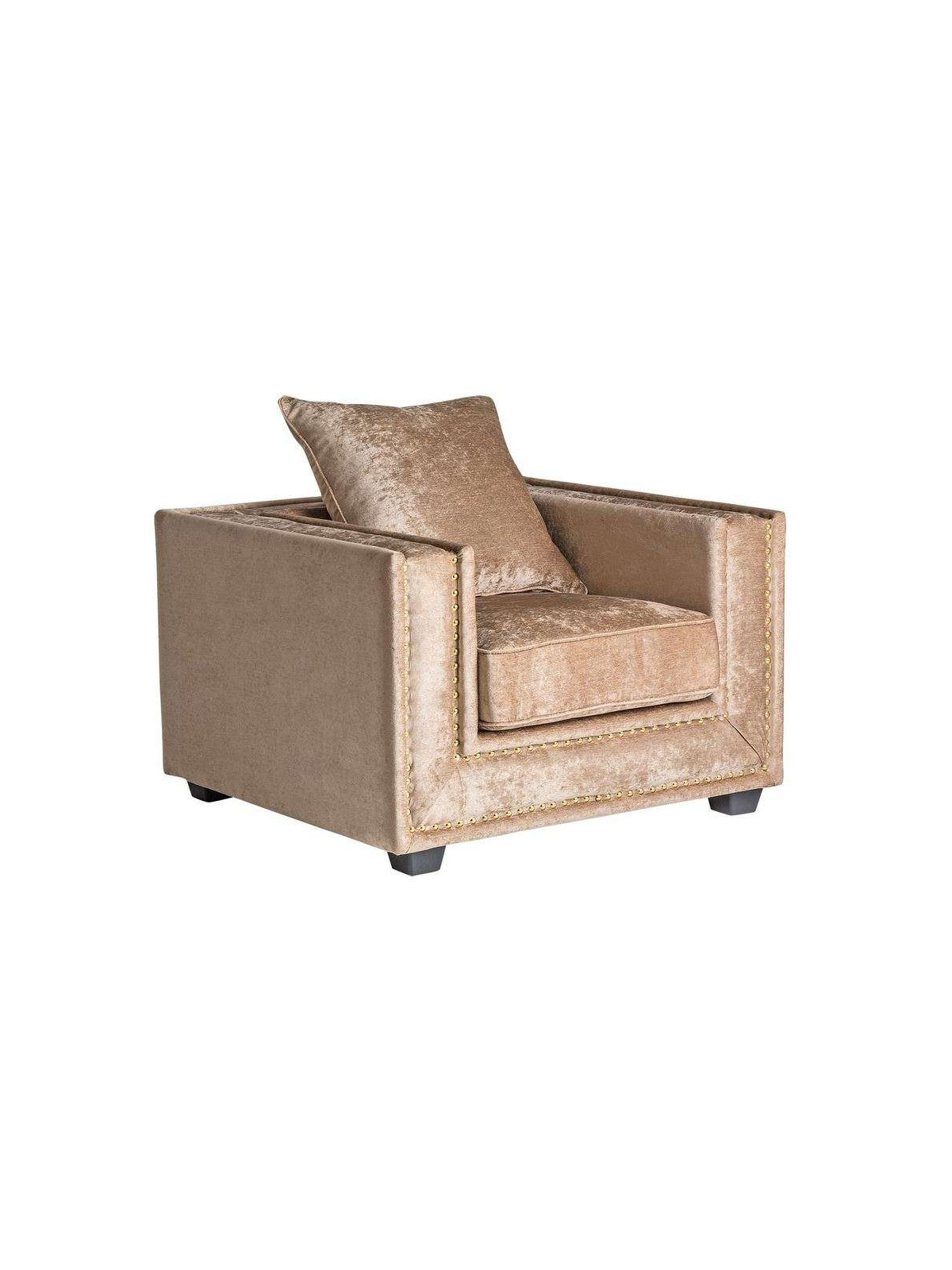 Fauteuil carré chic beige doré