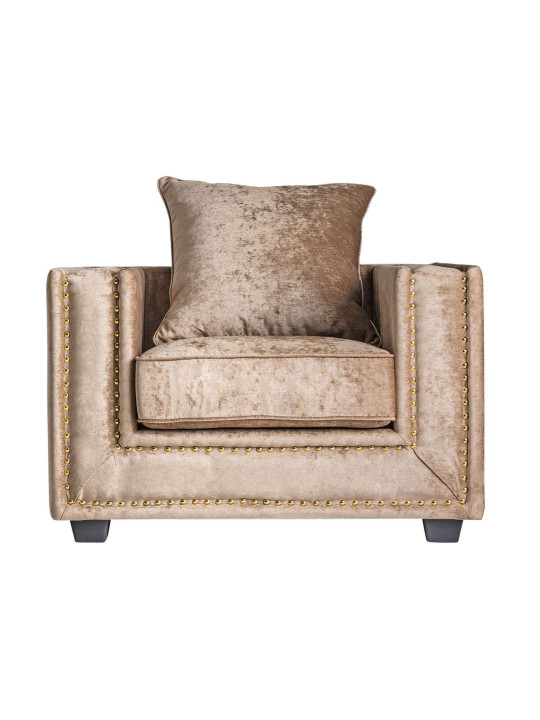 Fauteuil carré chic beige doré