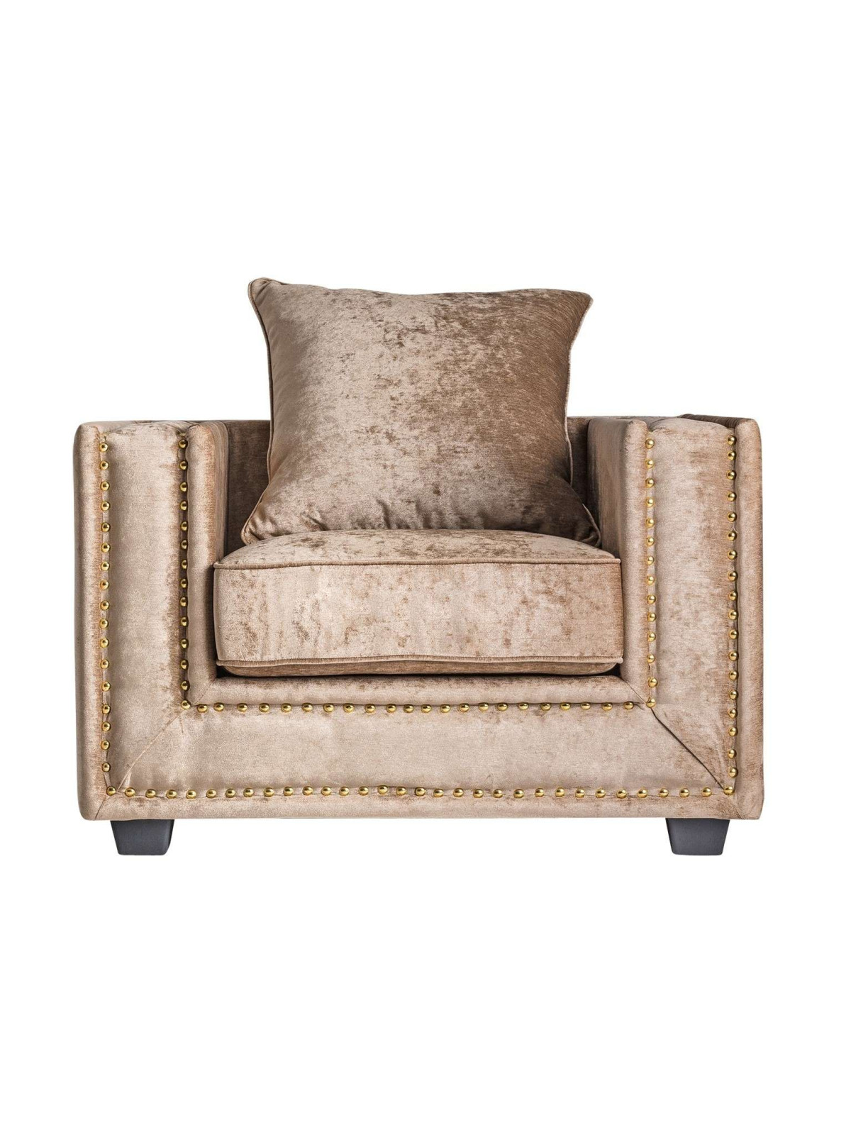 Fauteuil carré chic beige doré