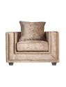 Fauteuil carré chic beige doré