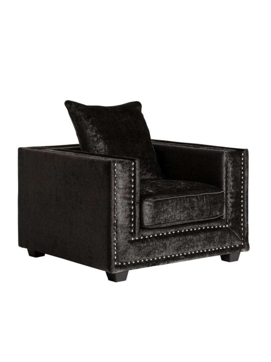 Fauteuil carré chic noir satiné