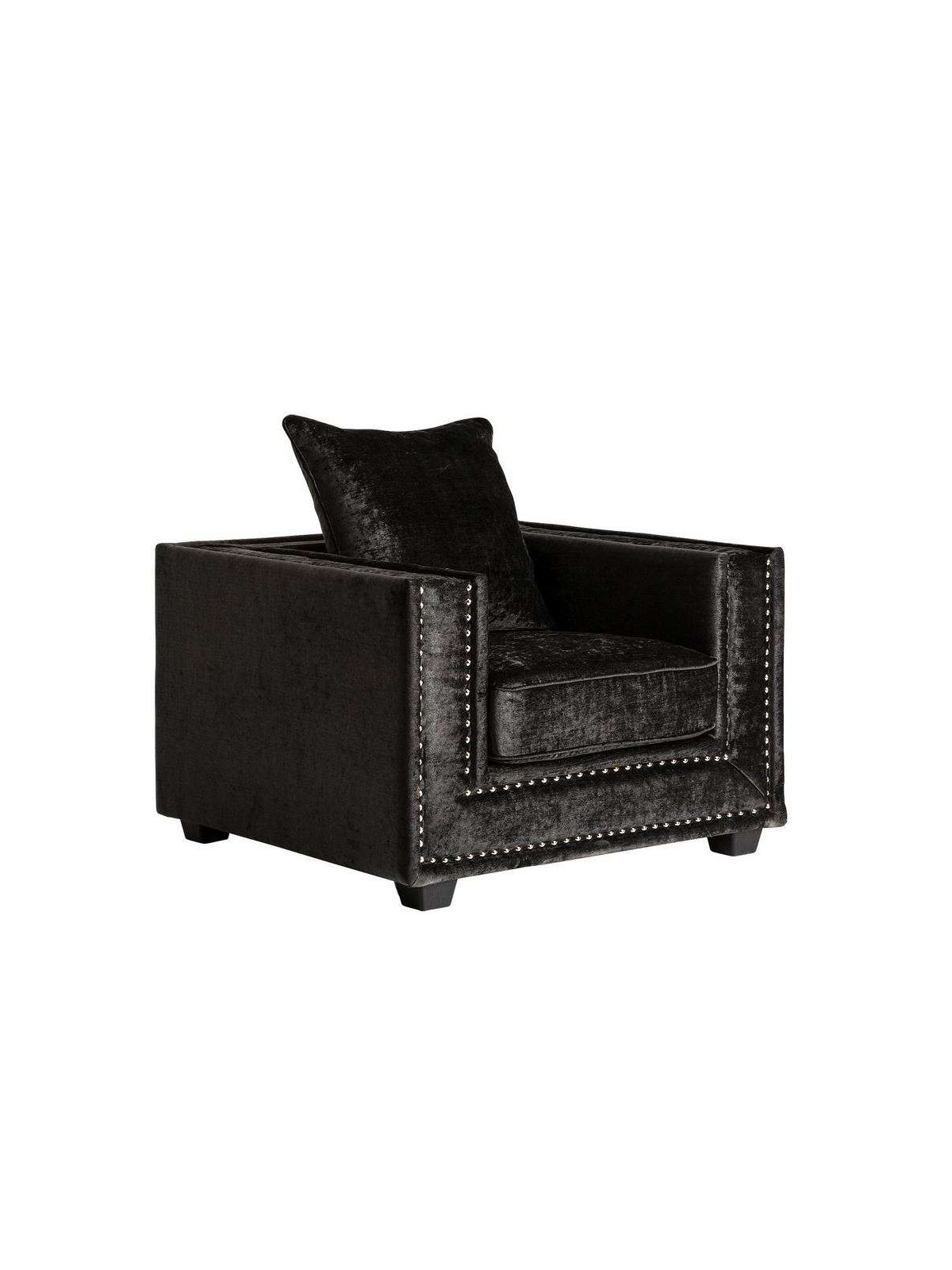 Fauteuil carré chic noir satiné